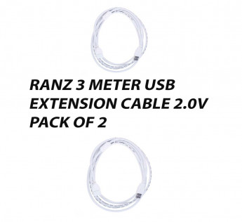 RANZ 3 METER USB EXTENSION CABLE 2.0V PACK OF 2