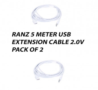 RANZ 5 METER USB EXTENSION CABLE 2.0V PACK OF 2