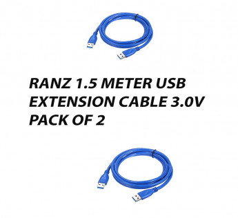 RANZ 1.5 METER USB EXTENSION CABLE 3.0V PACK OF 2