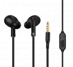 ZEBRONICS ZEB-TULIP,IN EAR DESIGN WIRED STEREO EARPHONE WITH 3.5MM JACK COMES WITH 14MM DRIVERS & IN LINE MIC(BLACK)