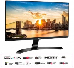 LG 22 inch (55cm) Monitor ( frameless) - Full HD, IPS Panel with VGA, HDMI, DVI, Audio Out Ports - 22MP68VQ