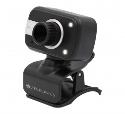 Zebronics Web Camera Crystal Pure Web Camera with 3P Lens,Built-in Microphone,Auto White Balance,Night Vision and Clip on Design (Black)