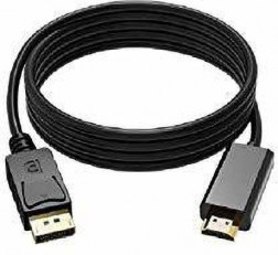 TERABYTE 1.8 METER DISPLAY PORT TO HDMI CABLE 1080P FULL HD VIDEO GOLD PLATED DP DISPLAY MALE PORT TO HDMI MALE CABLE 1.8 M HDMI CABLE (COMPATIBLE WITH LAPTOP, PC, PROJECTOR, MONITOR ETC., BLACK, ONE CABLE)