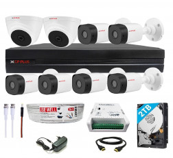CP PLUS FULL HD 8 CHANNEL DVR WITH CAMERAS + 2 TB HDD + (3+1) CABLE ROLL + 8 CH POWER SUPPLY + USEWELL BNC & DC FULL COMBO KIT