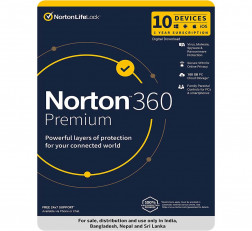 NORTON 360 PREMIUM - 10 USERS 1 YEAR INCLUDES SECURE VPN & FIREWALL |TOTAL SECURITY FOR PC, MAC, ANDROID & IOS