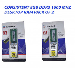 CONSISTENT 8GB DDR3 DESKTOP RAM 1600MHZ : PACK OF 2